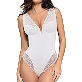 Popilush Lace Body Suits for Womens Tummy Control Deep V Neck Shapewear Bodysuit