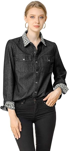 womens black jean shirt