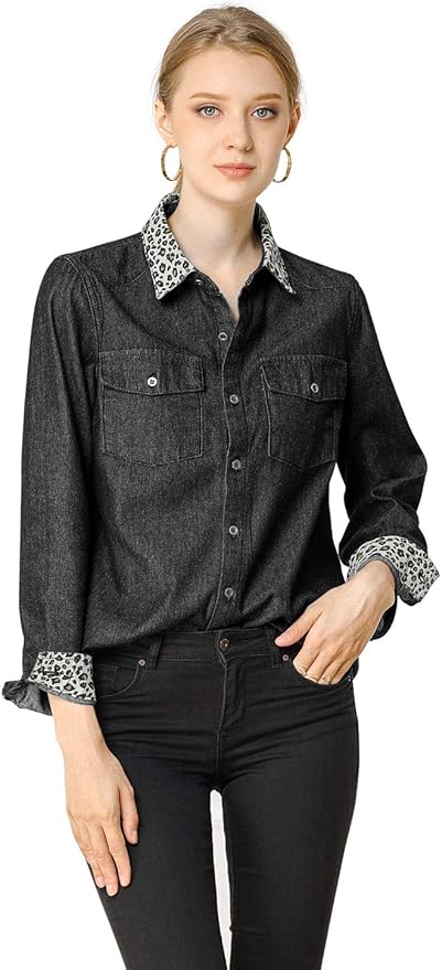 denim leopard print shirt