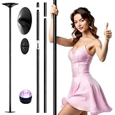 PYY Dance Pole - Adjustable &amp; Portable Dancing Pole for Gym Studio Pub, Chrome Finish, Spinning &amp; Static Modes, No Drilling Required