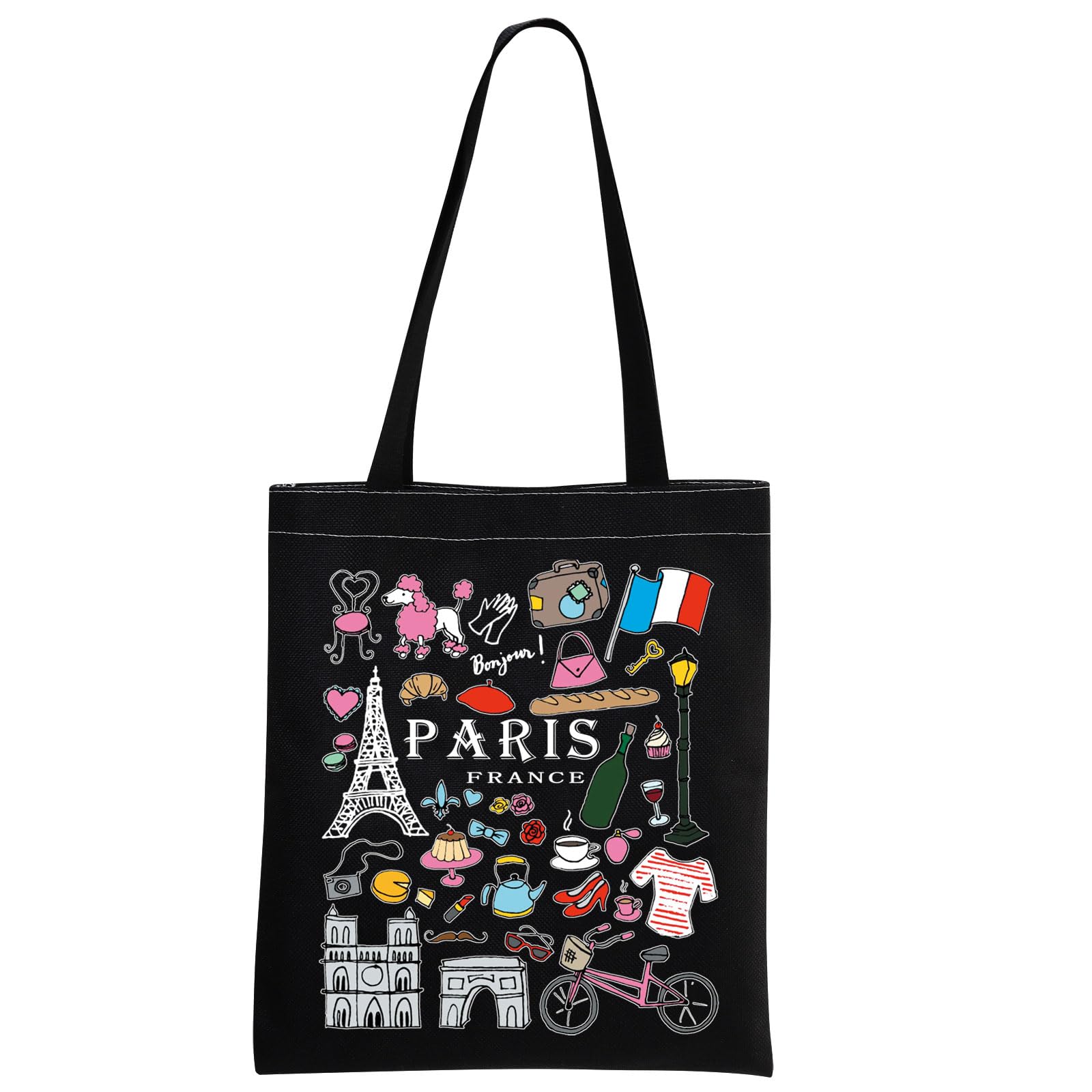 Paris Tote Bag France Lovers Gift Paris Travel Gift Paris Souvenir Gift Paris Welcome Bag (Paris Black Tote)