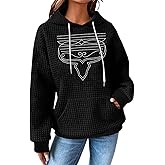 SUPEYA Western Sweatshirts for Women Cow Skull Western Hoodies Cowgirl Country Concert Outfits Waffle Knit Howdy Pullover Top