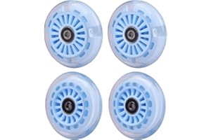 WHEELGOO Wiggle Car Polyurethane Replacement Wheels Set (Front,2P Light Up), Swing Car Wheels Pack (Rear,2P Narrower) Upgrade for Ride-on Toys (Sky Blue)