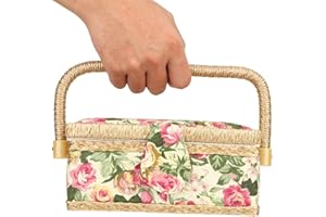 KIMISS Sewing Basket, Sewing Kit Storage Box Household Fabric Craft Handmade Sewing Basket Thread Needle Storage Box Organizer (#2)