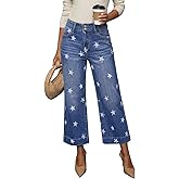 Dokotoo Womens Summer Jeans High Waisted Wide Leg Baggy Jeans for Women Stretch Denim Pants