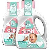 Dreft Stage 2: Baby Laundry Detergent Liquid Soap, Natural For Newborn, Or Infant, He, 50 Fl Oz (Pack of 2) - Hypoallergenic