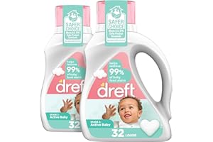 Dreft Stage 2: Baby Laundry Detergent Liquid Soap, Natural For Newborn, Or Infant, He, 64 Total Loads (Pack Of 2) - Hypoallergenic For Sensitive Skin