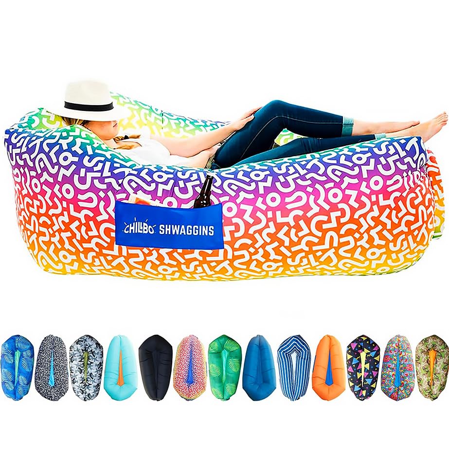 Chillbo Shwaggins Inflatable Couch – Cool Inflatable Lounger. Upgrade Your Camping Accessories. Easy Setup Inflatable Chair is Perfect for Beach Gear, Camping Fun and Festival Accessories.
