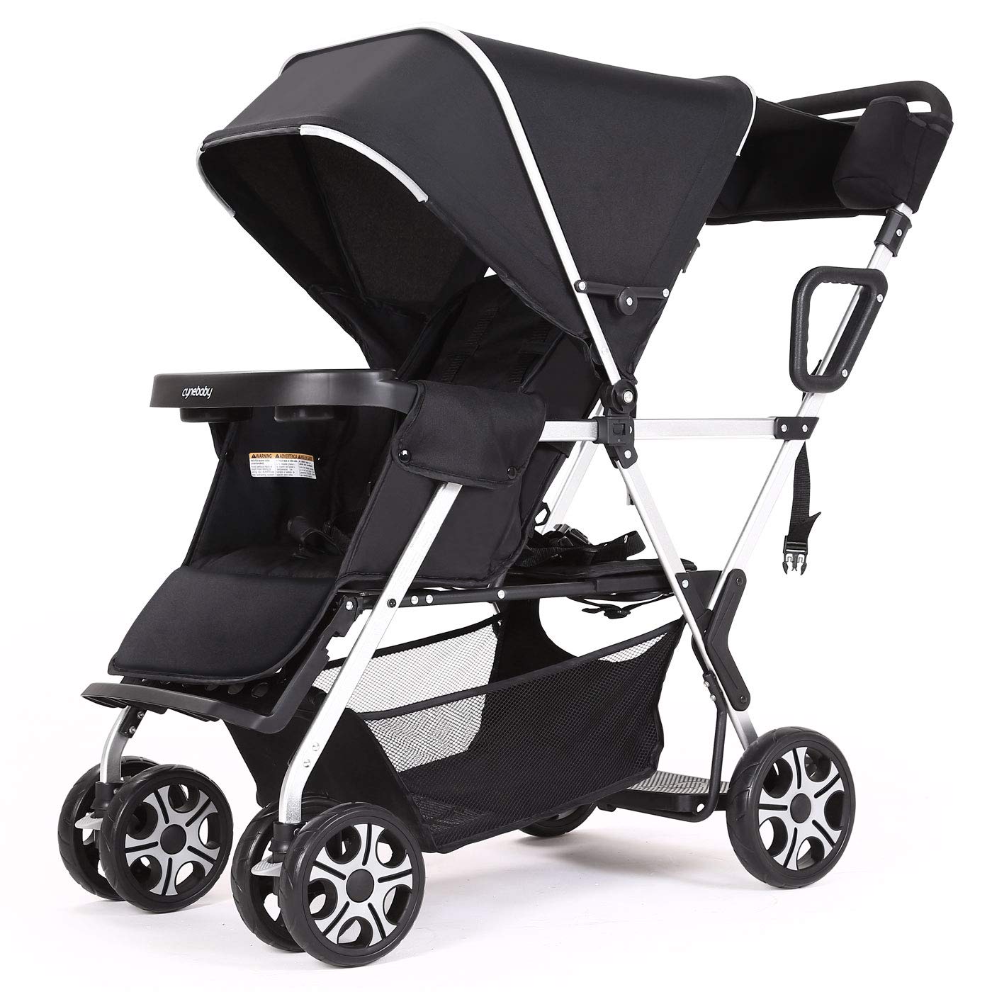 boy and girl double pushchair