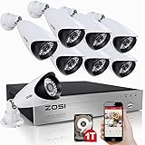 ZOSI Home CCTV Security Camera System 1TB Hard Drive 8CH 720p Network DVR With 8pcs 1200TVL Day Night 3.6mm Outdoor Surveillance Cameras