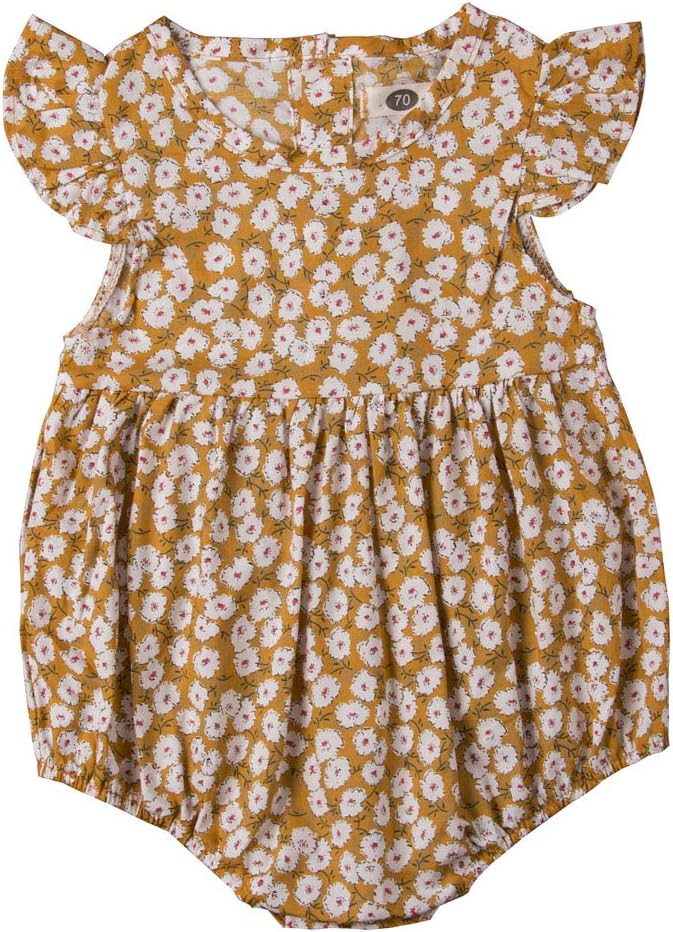 Newborn Baby Girl Romper Floral Print Vintage Jumpsuit Outfit Playsuit Clothes