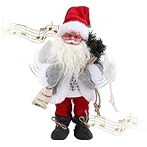 Gfilay Singing Christmas Music Animated Santa Claus Figure, Electric Santa Indoor Home Holiday Decoration