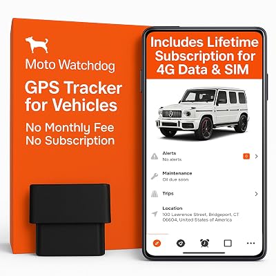 GPS Tracker for Vehicles, No Subscription with Real-Time Location, Mileage Tracking, Speeding Monitoring, Route History, Geofence, OBD, for Fleets & Families, USA, Moto Watchdog