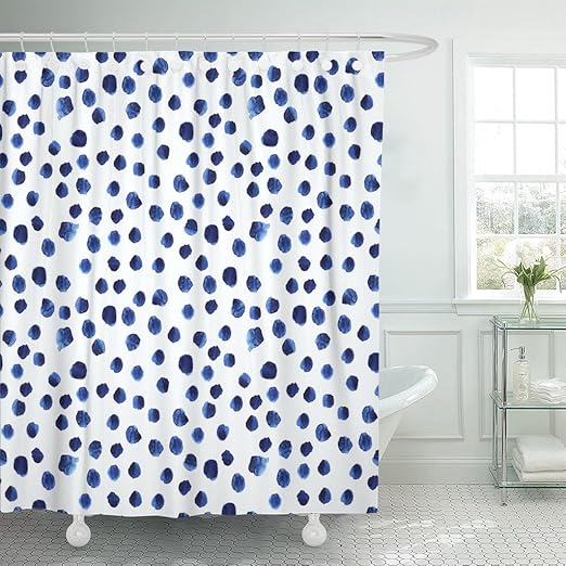 Amazon Com Emvency Shower Curtain Navy Paint Blue Watercolor
