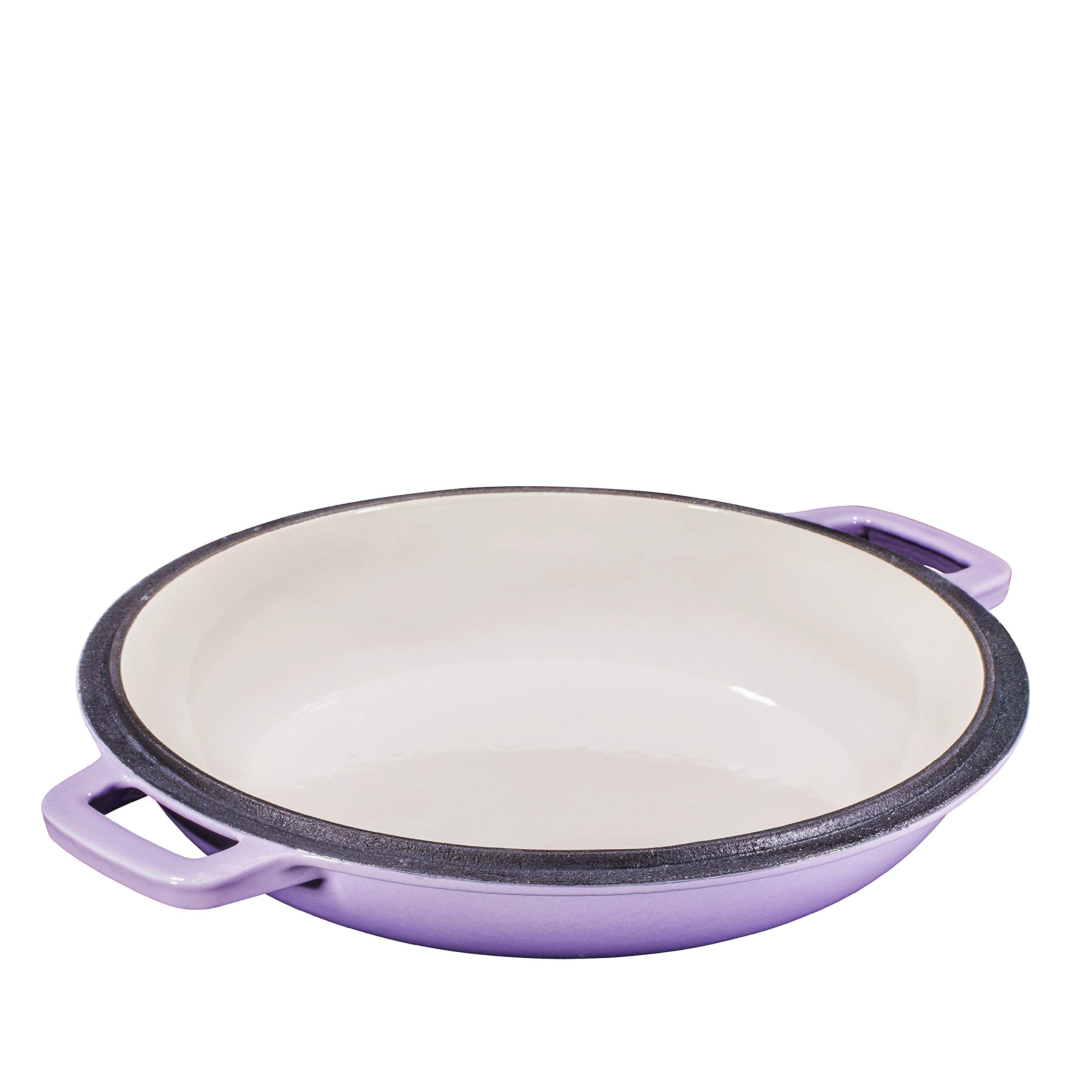 Bruntmor 2-in-1 Enamel Cast Iron Dutch Oven with Handles - Crock Pot Purple Cast Iron Pot with Skillet lid - All-in-One Cookware Braising Pan for Casserole Dish - 5 Quart, Purple