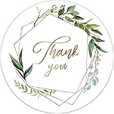 Greenery Frames Thank You Stickers, 2 Inch Thank You Stickers, 50 Thank You Labels Perfect for Small Business Owners, Wedding, Birthday Party Favors, Thanks Envelope, Gift Box.