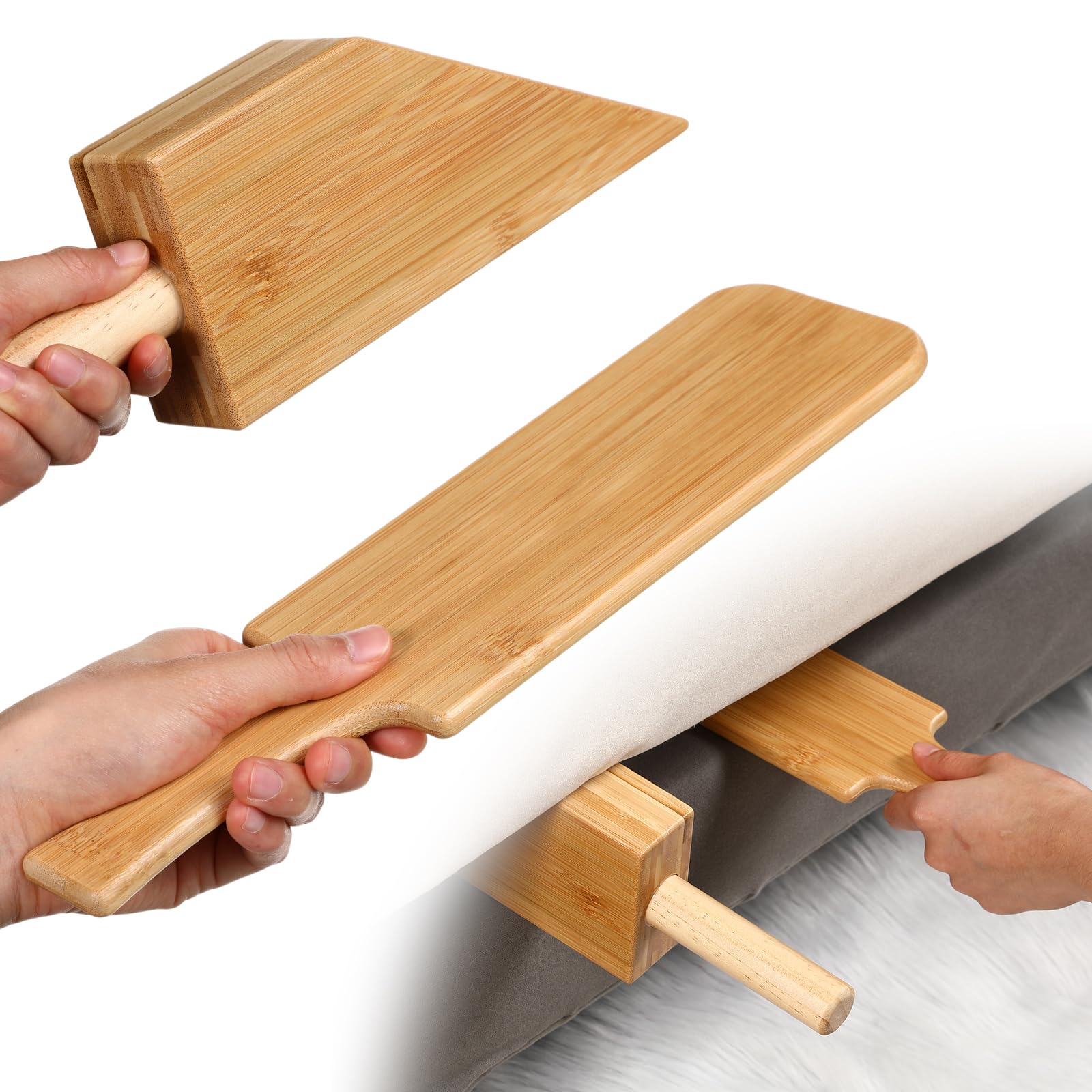 Photo 1 of Leinuosen Mattress Lifter & Bed Maker Tool for Changing Sheets, Mattress Wedge Elevator, Bed Sheet Tucking Paddle Effortless Lifting Tuck Sheets Alleviating Back Pain(Bamboo Wood,Wood)