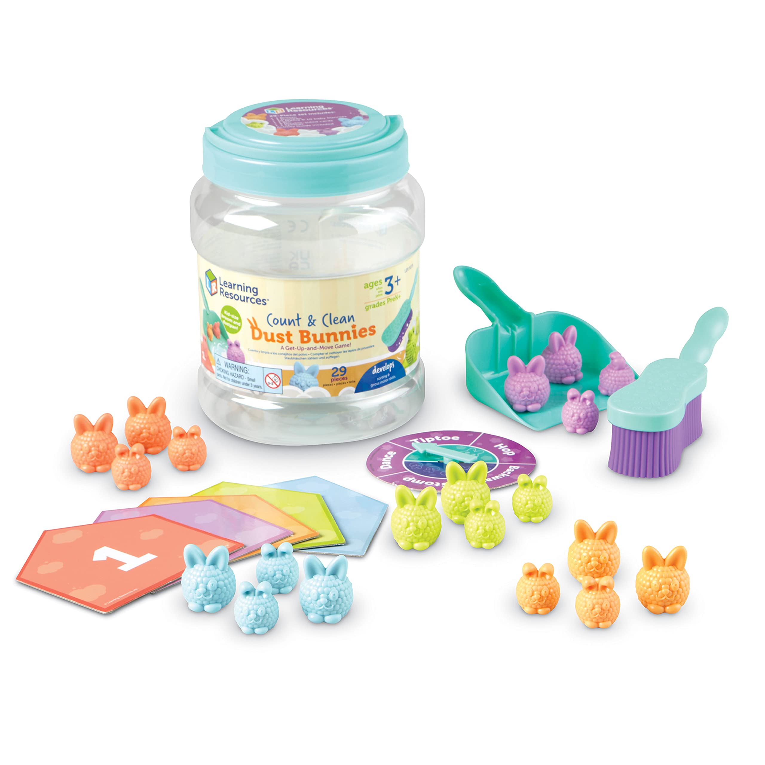 Learning Resources Count & Clean Dust Bunnies, Toddler Activities, Educational Toys Set, Colour Teaching Toys, 29 Pieces, Age 3+, Multicolor (LER5073) — image 1