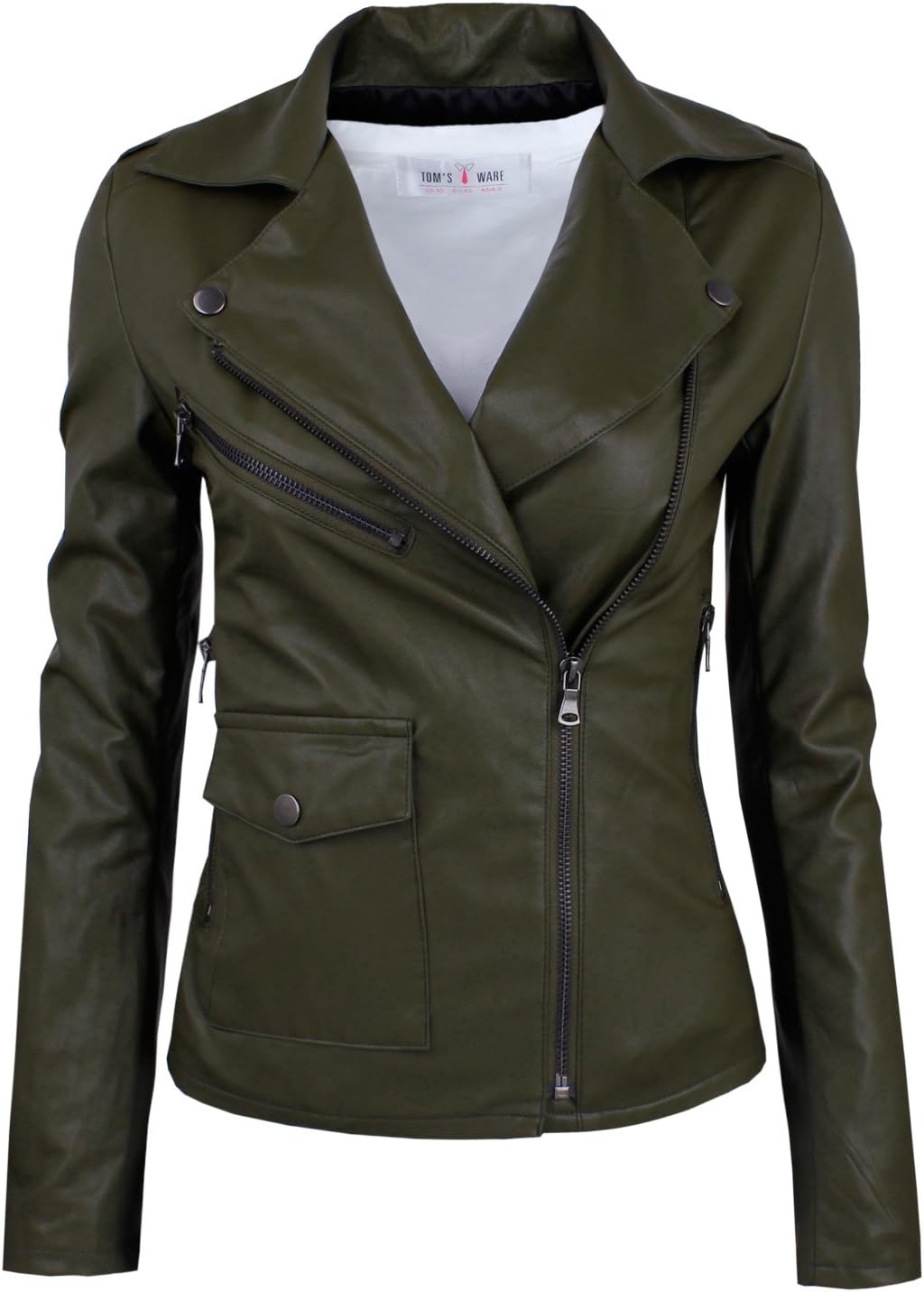 Women's Fashionable Asymmetrical Zip-up Faux Leather Jacket