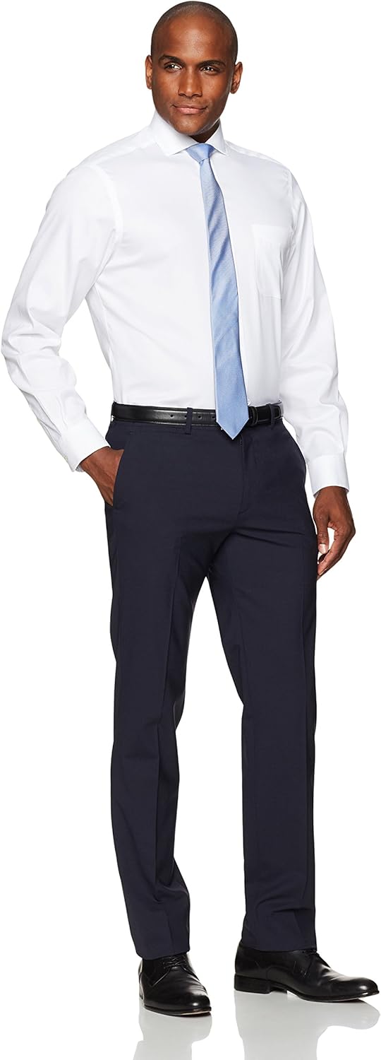  Brand - Buttoned Down Men's Classic Fit Cutaway-Collar Solid Pinpoint Dress Shirt, Supima Cotton Non-Iron: Clothing
