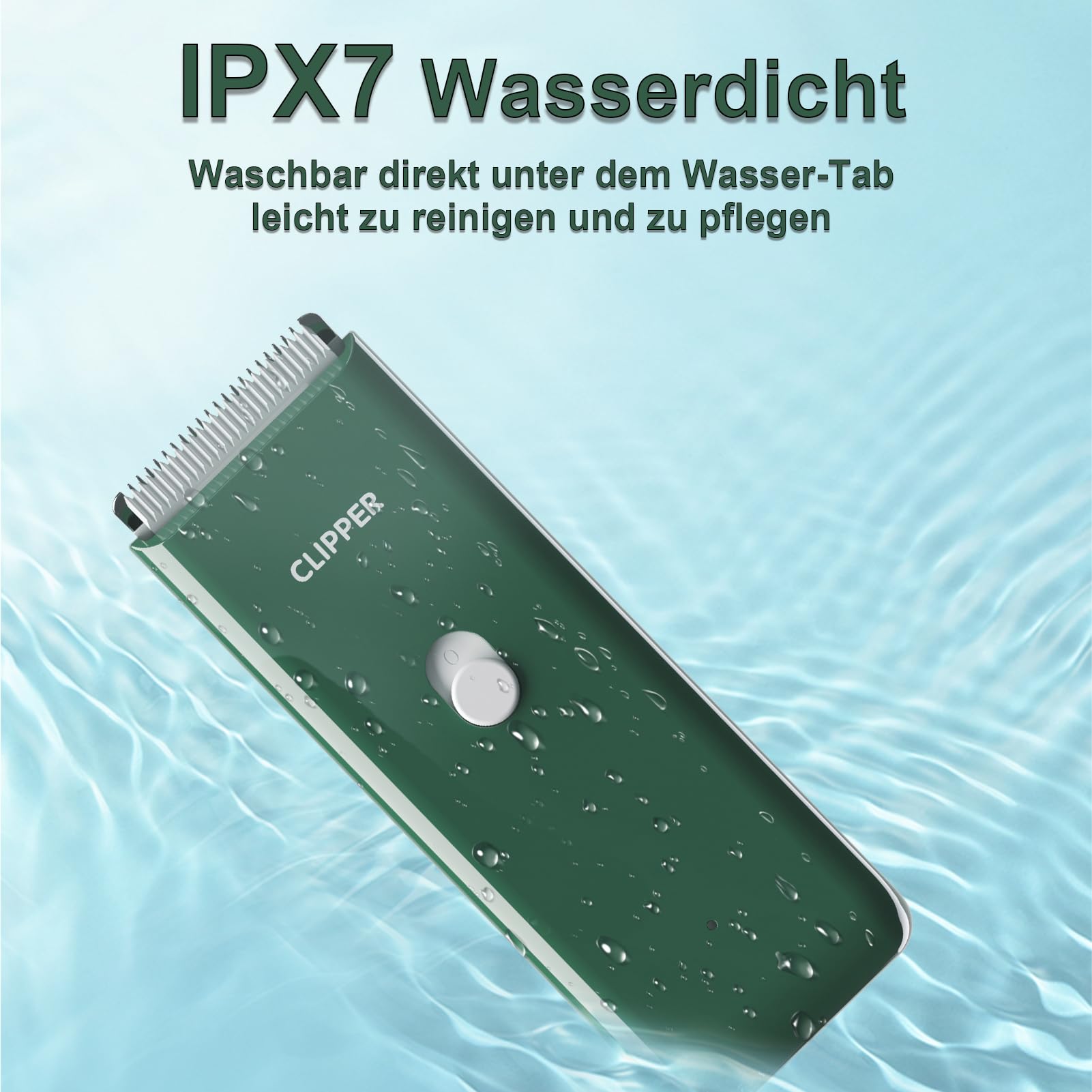 Profi Haarschneidemaschine für Hund Katze, Leise Hundeschermaschine mit Keramische Klinge, Elektrische Tierhaarschneidemaschine, IPX7 Wasserdicht (Grün) 5