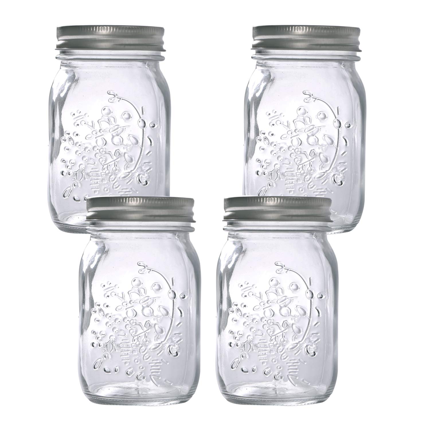 Photo 1 of Hovico Mason Jars 17 oz With Regular Lids and Bands, Ideal for Jam,Dishwasher Safe Mason Jar for Fermenting, Kombucha, Kefir, Storing and Canning Uses, Clear- Set of 4