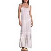 ELAN Women's Tie-Strap Smocked Bodice Cover-Up Maxi Dress
