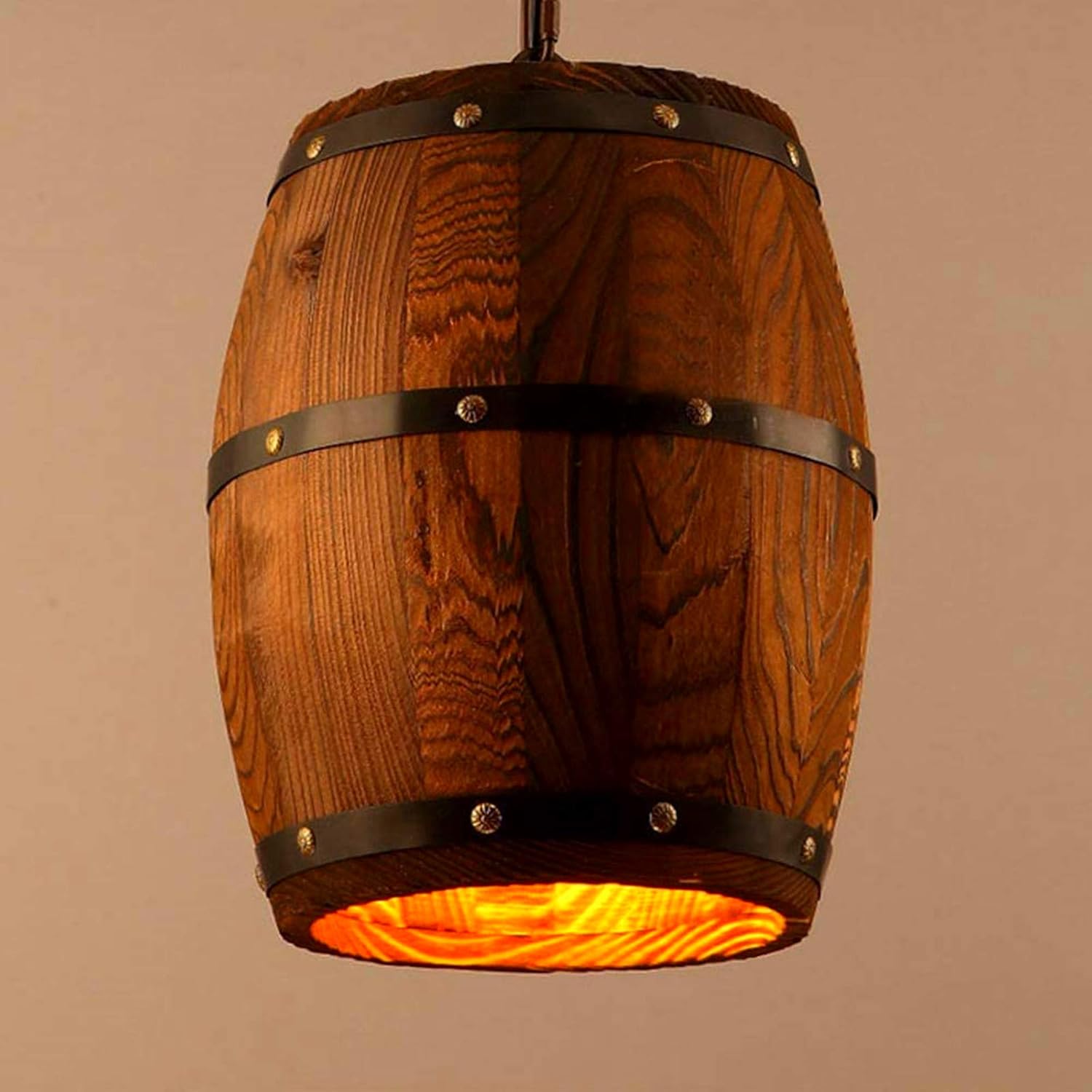Wood Wine Barrel Chandelier Whiskey Barrel Pendant Lamp ,Hanging Rustic Ceiling Lamp Light Fixtures, Hanging bar Lights for Kitchen, Cafe ,Living Room, ,Restaurant,Bedroom (M): Home Improvement