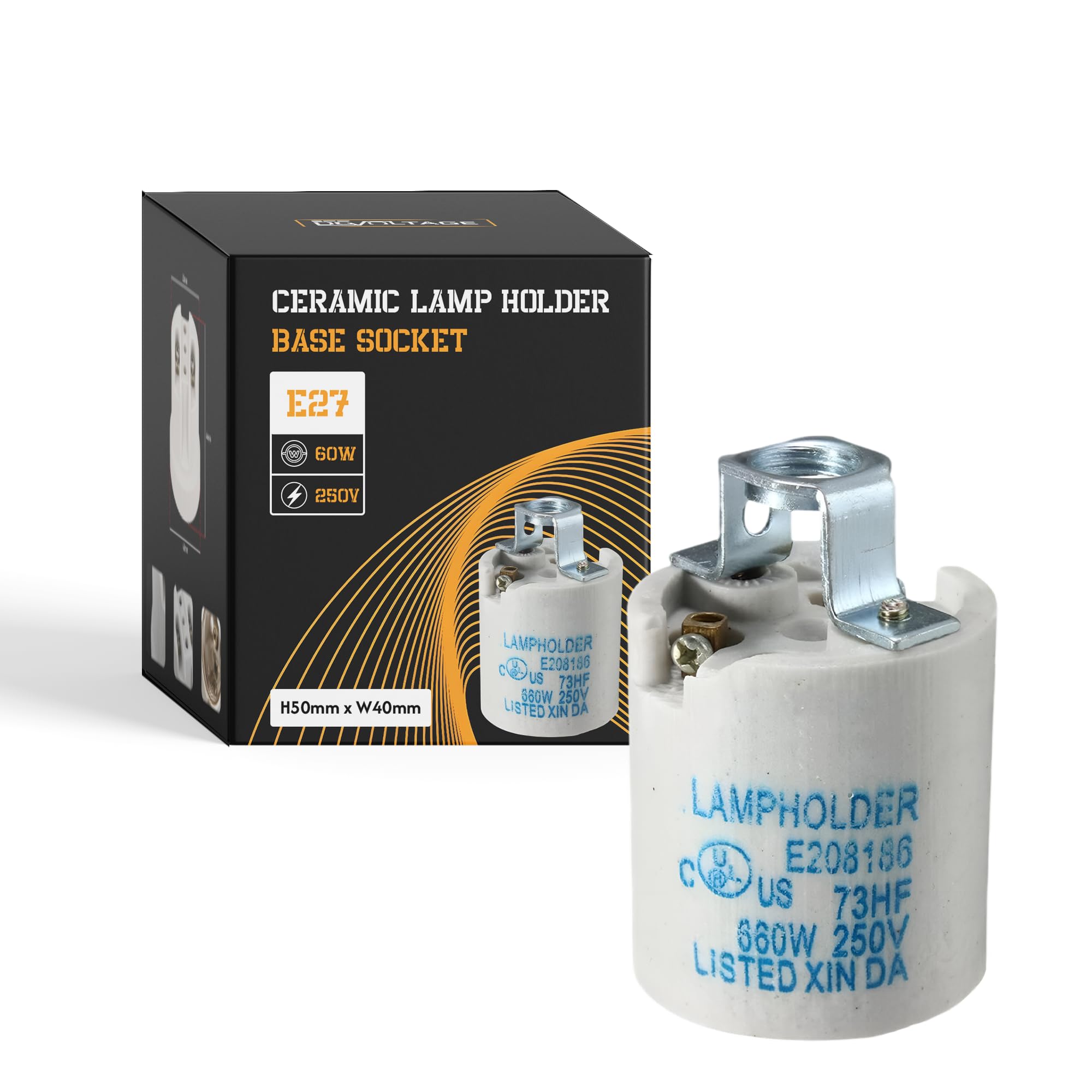 Ceramic Porcelain Lamp Holder Batten,Industrial E26 E27 Edison Screw,Vintage Heat Lamp Light Bulb Holder,Ceramic Light Socket for Pendant Light Fitting, LED Bulbs Replacement- 1 Pack