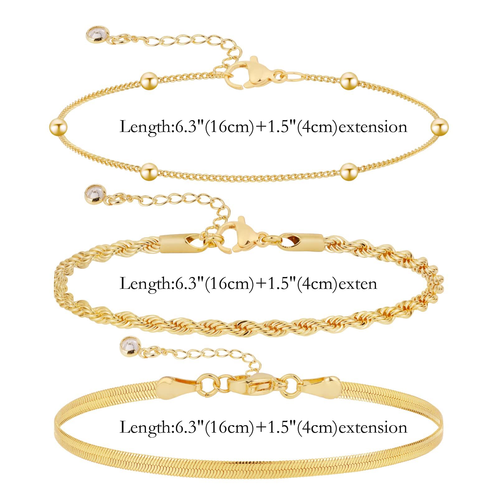 VIROMY Gold Bracelets for Women 14K Gold-Plated Delicate Multi-Layer Stacked Cubic Zirconia Bracelet Snake Cuban Jewellery Gifts for Women