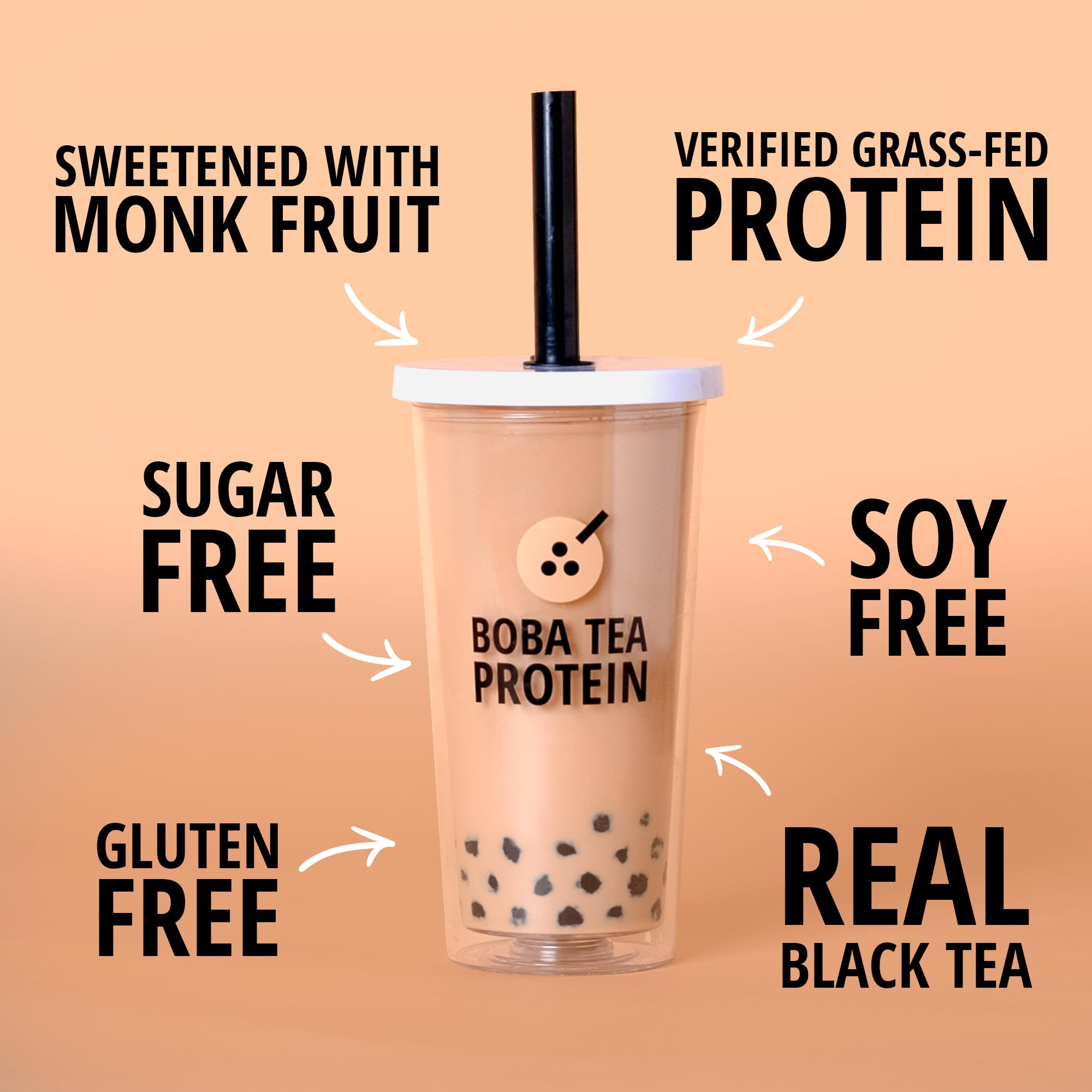 Boba Tea Protein Classic Milk Tea | 25g Grass-Fed Whey Protein Isolate Powder | Gluten-Free & Soy-Free Bubble Tea Protein Drink | Real Ingredients & Lactose-Free Protein Drink | 25 Servings