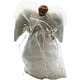 KSA 12" Lighted LED Fiber Optic White and Silver Angel Christmas Tree Topper