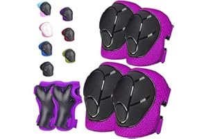 HocIece Kids/Youth Knee Pads Elbow Pads for 3-14Years Boys Girls 6 in 1 Kids Protective Gear Set Adjustable for Skating Cycling Bike Rollerblading Scooter Roller Skates