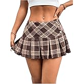 Milumia Women's Plaid Button Front Drop Waist Mini Pleated Skirts