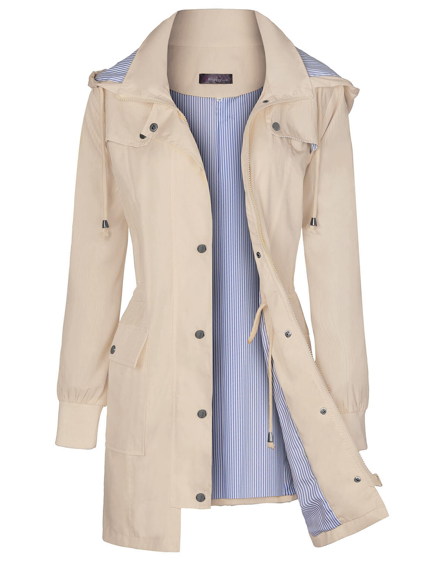 Photo 1 of Bloggerlove Raincoat for Women Lightweight Rain Coat Womens Rain Jackets Waterproof with Hood Travel Jacket Khaki M