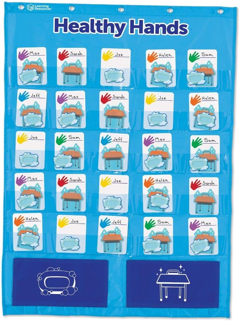 Learning Resources Healthy Hands Pocket Chart, Teach Healthy Classroom Hygiene Habits