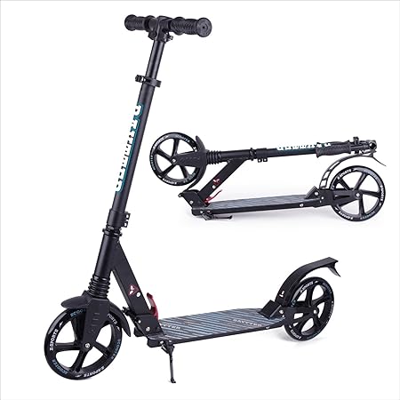 OOTOO Cityroller Tretroller Kinderscooter Faltbar aus Aluminiumlegierung für Kinder ab 8 Jahre und Erwachsene, 3 Höhe verstel