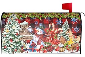 AYTIPUN Christmas Mailbox Covers Magnetic Standard Size 18 x 21 mas Tree Snowman Snowflakes Birds Cardinal Red Plaid Winter Decorative Mailbox Wrap Cover Holiday Decorations Outdoor Home Patio Garden Decor