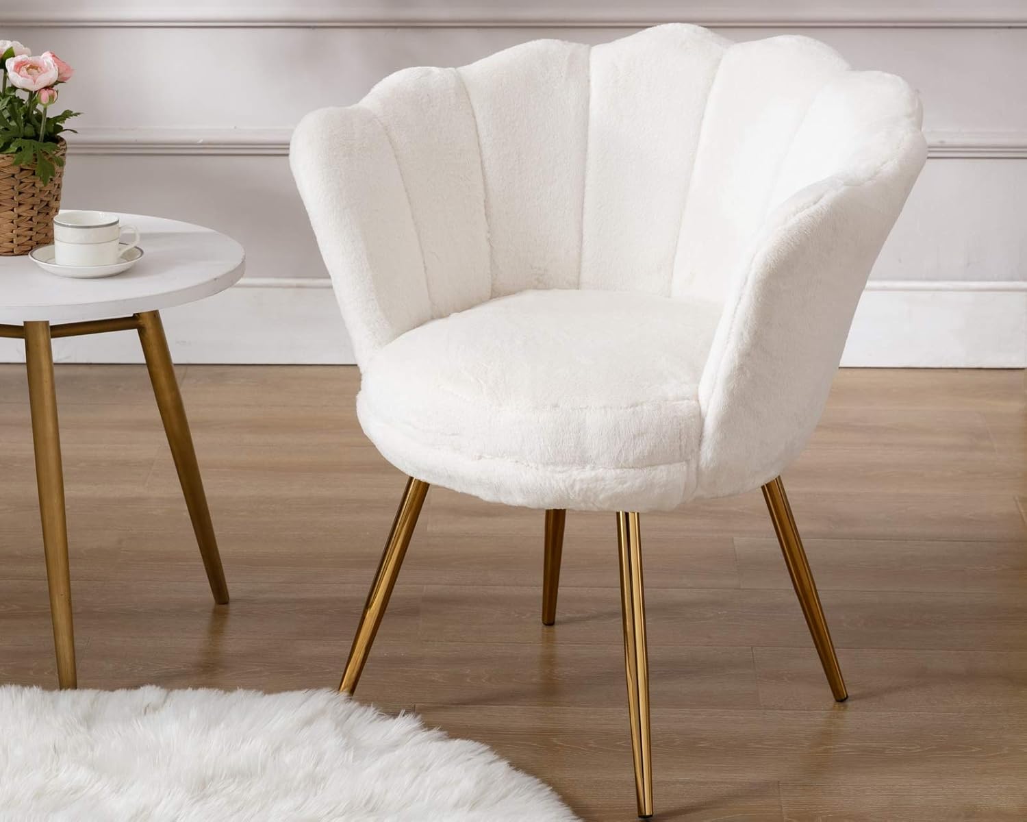 CIMOTA Living Room Chairs,Furry Makeup Vanity Chair with