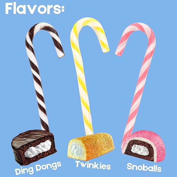 HOSTESS ASSORTED CANDY CANES – DING DONGS, SNOBALLS, AND TWINKIES FLAVORED CANDY CANES, 12 CT BOX, 5.3 OZ