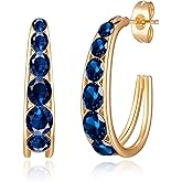 EVEVIC Austrian Crystal Open Half Hoop Chunky Gold Earrings for Women 14K Gold Plated Hypoallergenic Jewelry Gift