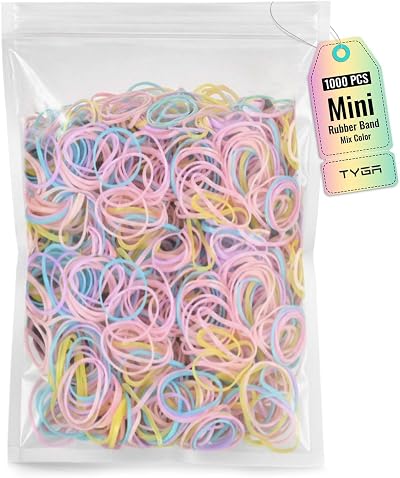TYGA STORE Pack of 1000 Mini Rubber Bands Soft Elastic Hair Ties