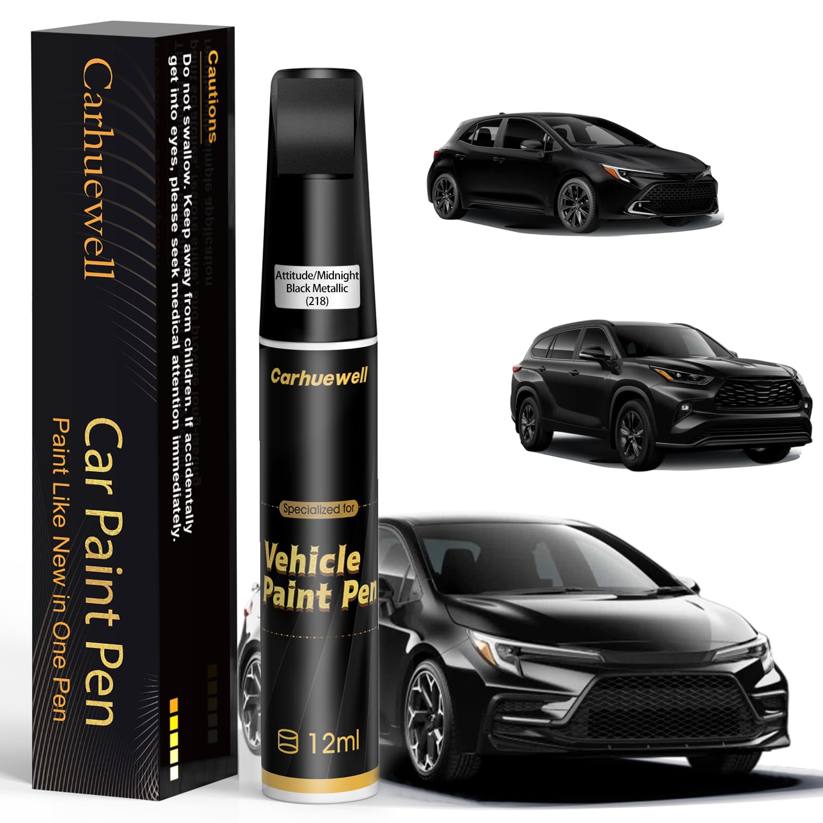 Photo 1 of 218 Attitude/Midnight Black Metallic Touch Up Paint Compatible with Toyota, Exact Match Car Paint Pen Automotive Scratch Repair Remover Kit Quick & Easy Solution for Vehile Chips and Nicks