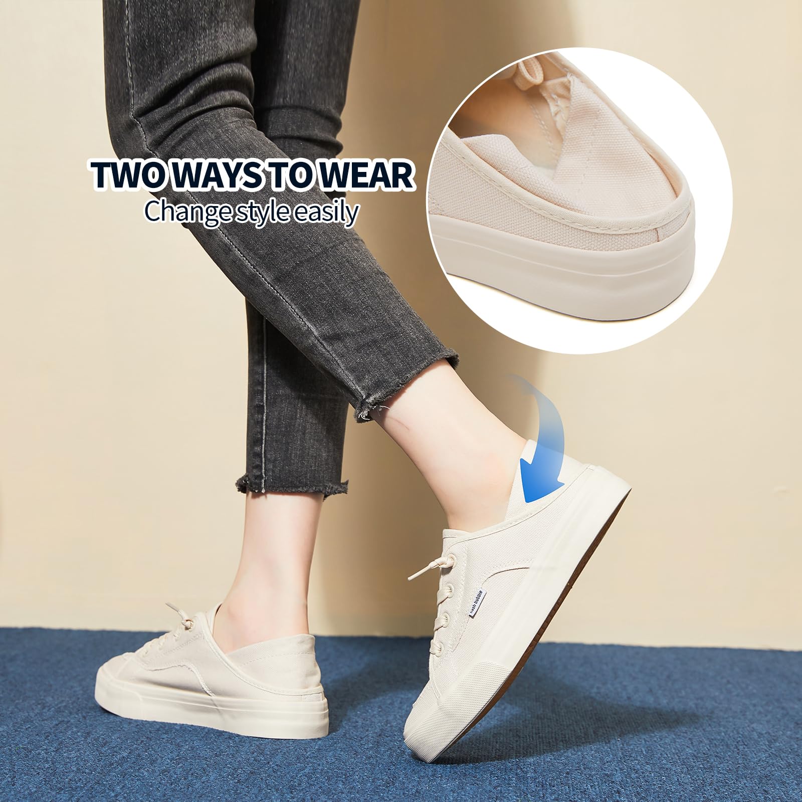 hash bubbie Women's Slip on Shoes Canvas Shoes Non Slip Fashion Sneakers for Women Low Top Loafers