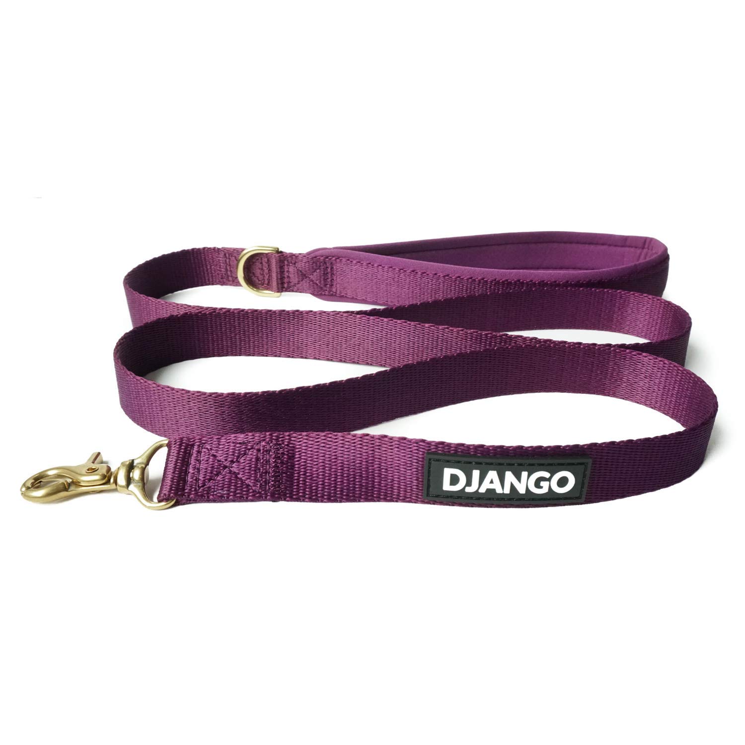 DJANGO Adventure Dog Leash – Strong, Comfortable, and Stylish Dog Leash with Solid Brass Hardware and Padded Handle - Designed for Outdoor Adventures and Everyday Use (Plum Purple)