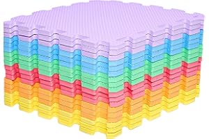 LaFamille Interlocking Floor Mats Soft Kid Puzzle Play Mats Thick EVA Foam Play Tiles Anti-Fatigue Flooring Carpet 17 Square 