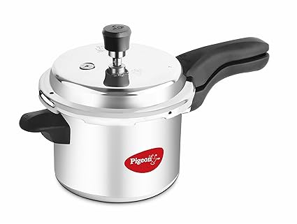 Pigeon by Stovekraft Deluxe Aluminium Pressure Cooker, 5 Litres, Silver