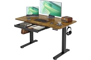 Claiks Standing Desk with Drawers, 48 x 24 Inches Electric Standing Desk Adjustable Height, Sit Stand Up Desks Computer Workstation, Rustic Brown
