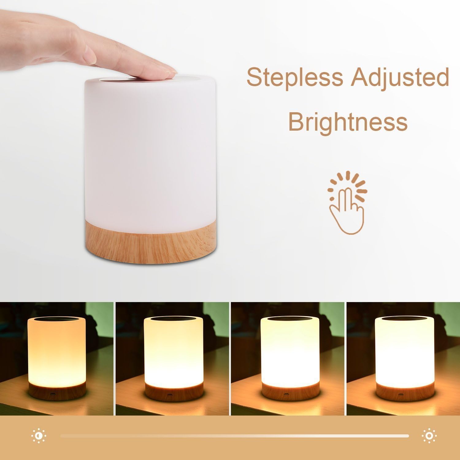 Night Light, UNIFUN Touch Lamp for Bedrooms Living Room Portable Table Bedside Lamps with Rechargeable Internal Battery Dimmable 2800K-3100K Warm White Light & Color Changing RGB - - 