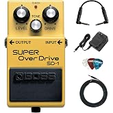 Boss SD-1 Super OverDrive Pedal Bundle with Gearlux Power Supply, Instrument Cable, Patch Cable, and BOSS Picks